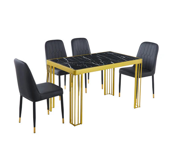 Windsor MDF Marble Effect High Gloss Windsor Dining Table (No Chairs Included)