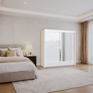 Tokyo High Gloss Sliding Wardrobe with Mirrors and Metallic Handles