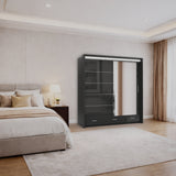Tokyo High Gloss Sliding Wardrobe with Mirrors and Metallic Handles