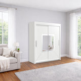 Austria Sliding Door Mirror Wardrobe - Grey, White, oak, and Black