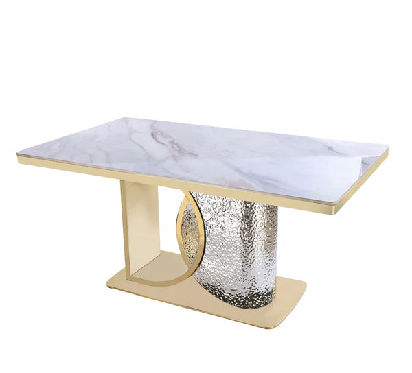 Louis Modern Hammered Design Dining Table, Sintered Stone Top