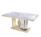 Louis Modern Hammered Design Dining Table, Sintered Stone Top