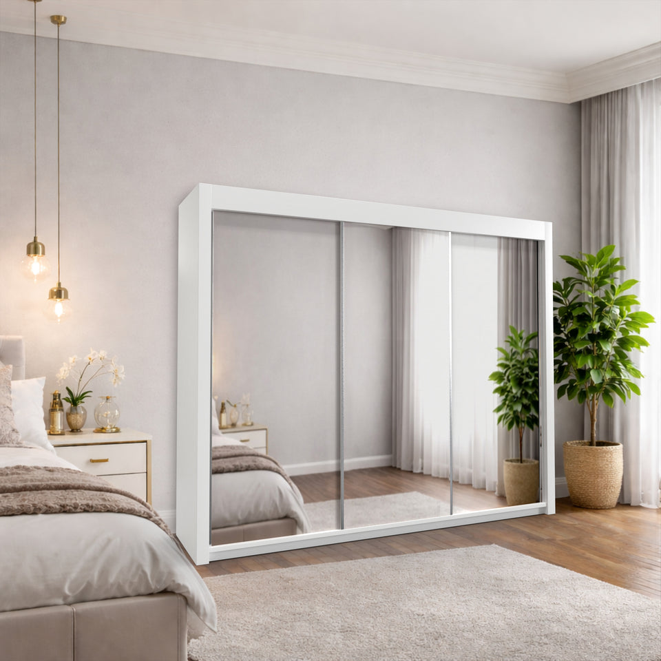 Monal Sliding Mirror Wardrobe 2 and 3 Doors & Full-Length Mirrors