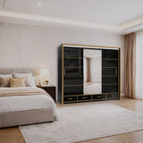 Tokyo High Gloss Sliding Wardrobe with Mirrors and Metallic Handles