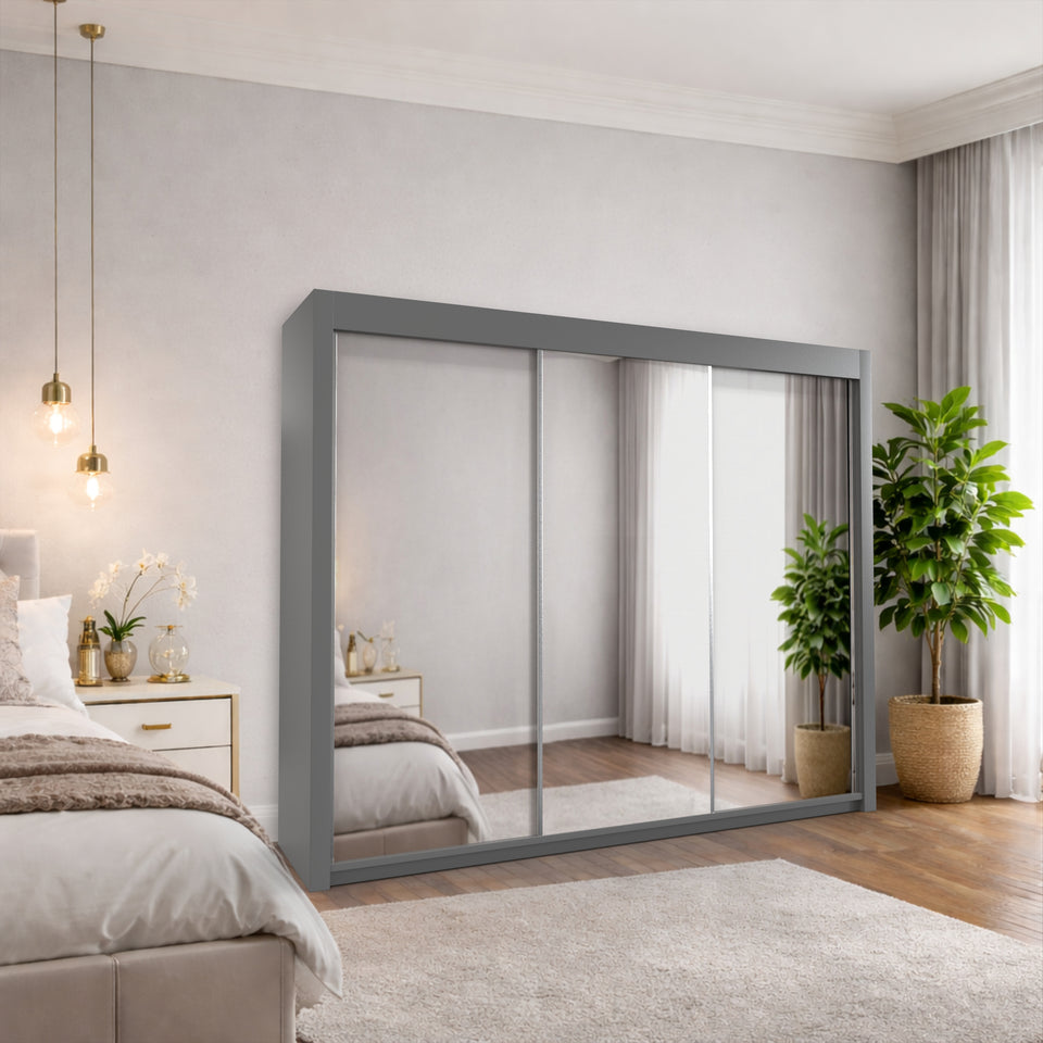 Monal Sliding Mirror Wardrobe 2 and 3 Doors & Full-Length Mirrors