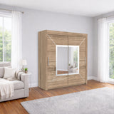 Austria Sliding Door Mirror Wardrobe - Grey, White, oak, and Black