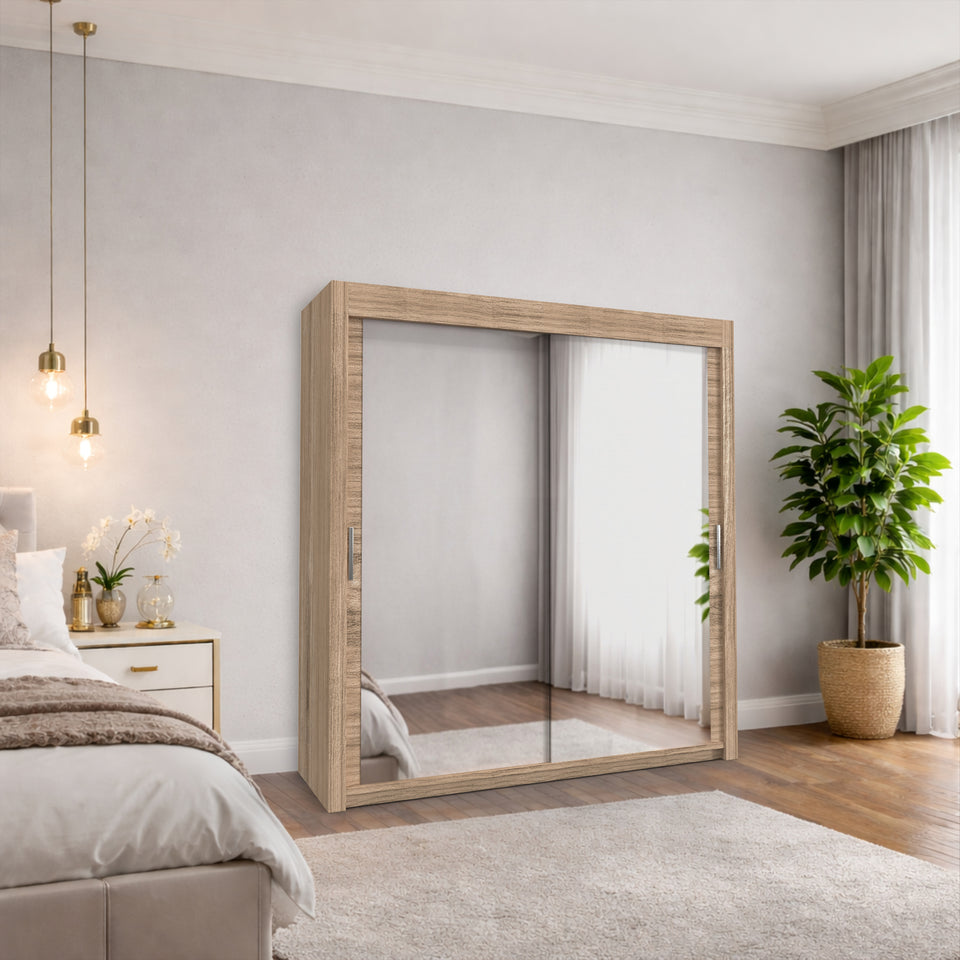 Monal Sliding Mirror Wardrobe 2 and 3 Doors & Full-Length Mirrors