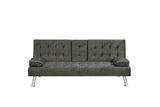 Modern Convertible Sofabed with Cupholder – Black & Grey Fabric