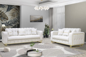 Berlin Sofa Set  3+2 Seater With Gold Or Silver Frame