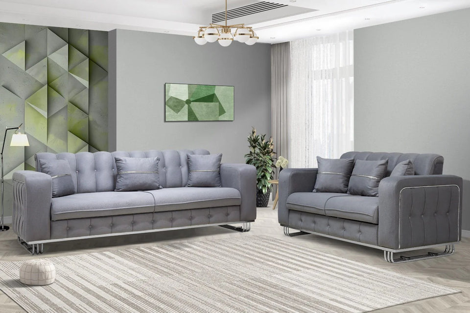 Berlin Sofa Set  3+2 Seater With Gold Or Silver Frame