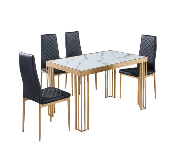 Windsor MDF Marble Effect High Gloss Windsor Dining Table (No Chairs Included)