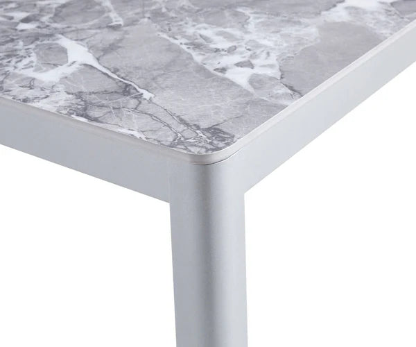Amber Stone Top Dining Table In Black, Grey & White