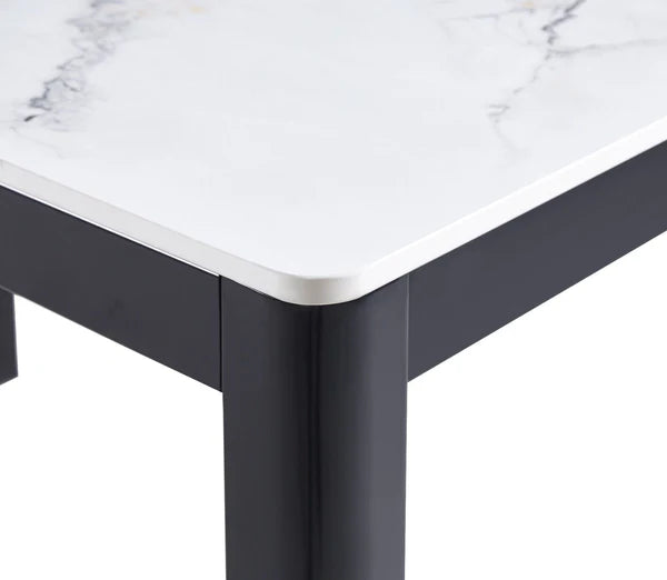 Amber Stone Top Dining Table In Black, Grey & White