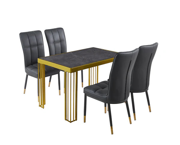 Windsor MDF Marble Effect High Gloss Windsor Dining Table (No Chairs Included)